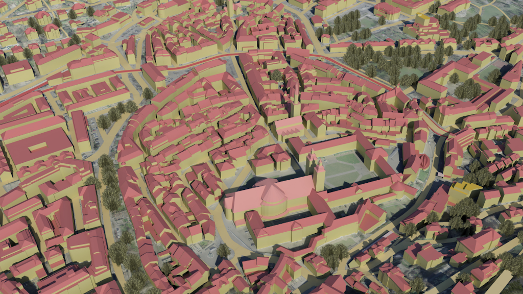 Vol virtuel en 3D au-dessus de la vieille ville de Saint-Gall.