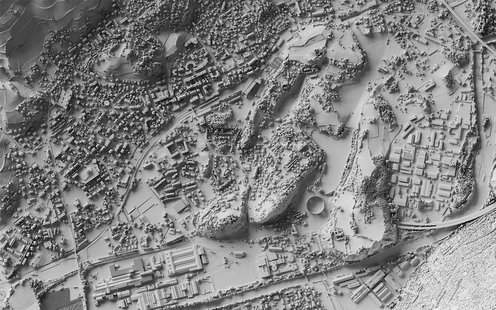 The image shows the digital surface model (DOM) in the area of Sierre (VS).