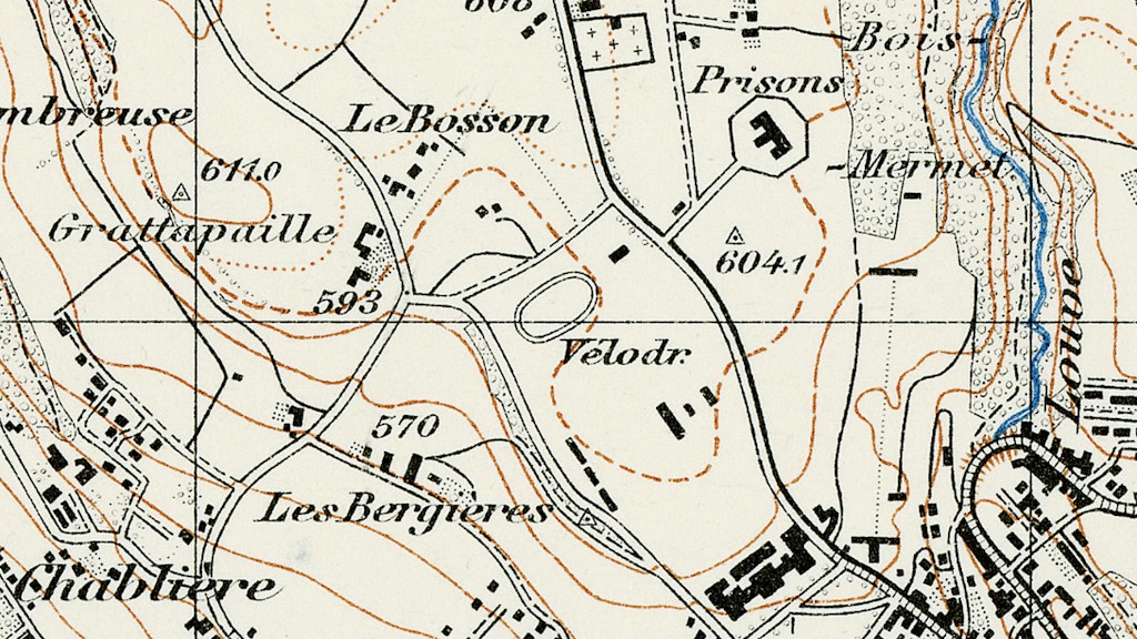 Extrait de la carte Siegfried avec le vélodrome près de Lausanne.