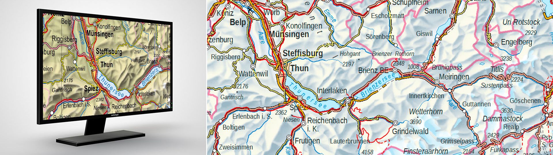 Swiss Map Vector 1000: les cartes nationales de la Suisse au 1:1000 000 en format vectoriel