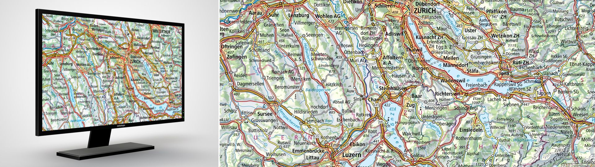 Swiss Map Raster 500: digitale Landeskarten der Schweiz im Rasterformat 1:500 000