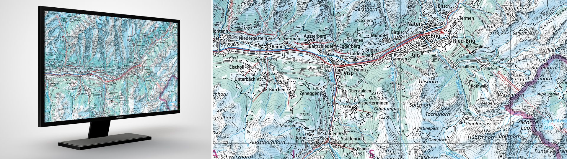 Swiss Map Raster Inverno 200: Swiss Map Raster Inverno 200 è la carta nazionale digitale 1:200 000 in rappresentazione invernale in formato raster.