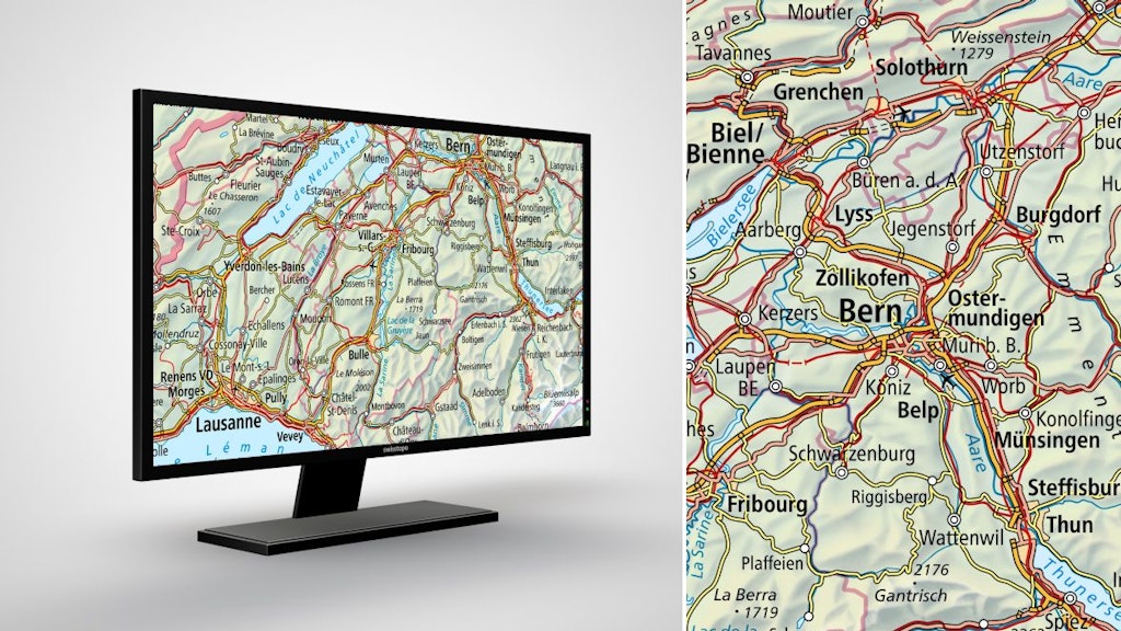 Swiss Map Raster 1000: national mapping in digital raster format 1:1'000'000