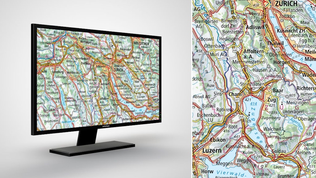 Swiss Map Raster 500: les cartes nationales de la Suisse au 1:500 000 en format raster