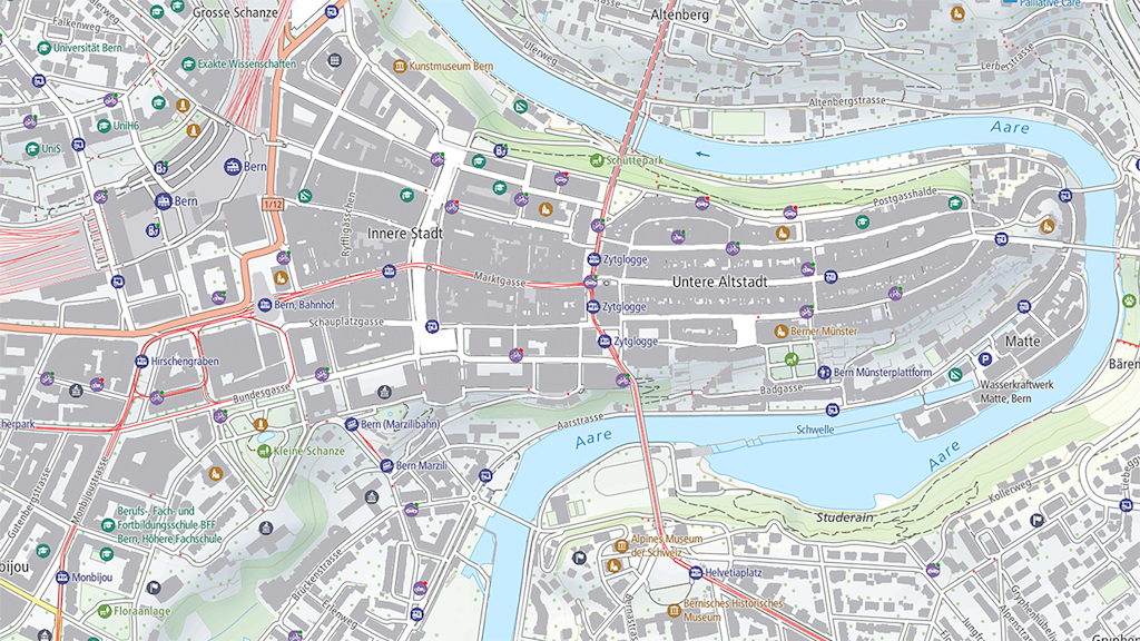 Screenshot der Base Map mit Ausschnitt von Bern