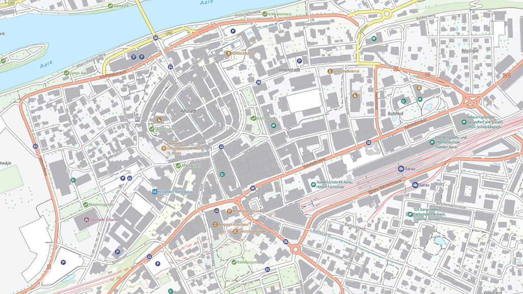 Ausschnitt der Base Map, Aarau