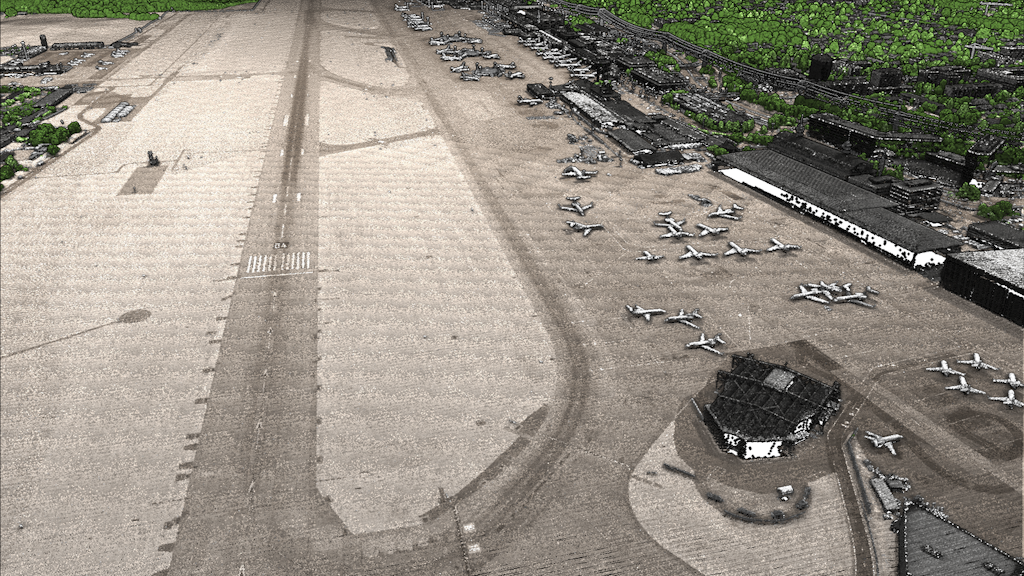 Aéroport de Cointrin représenté sous forme de nuage de points LiDAR