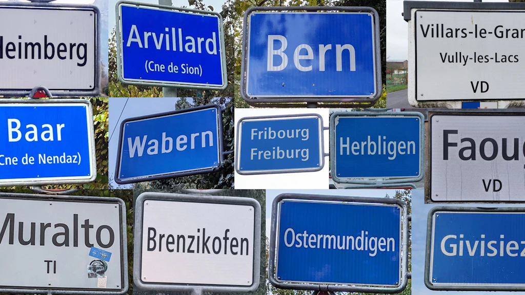 Collage von Ortsnamen