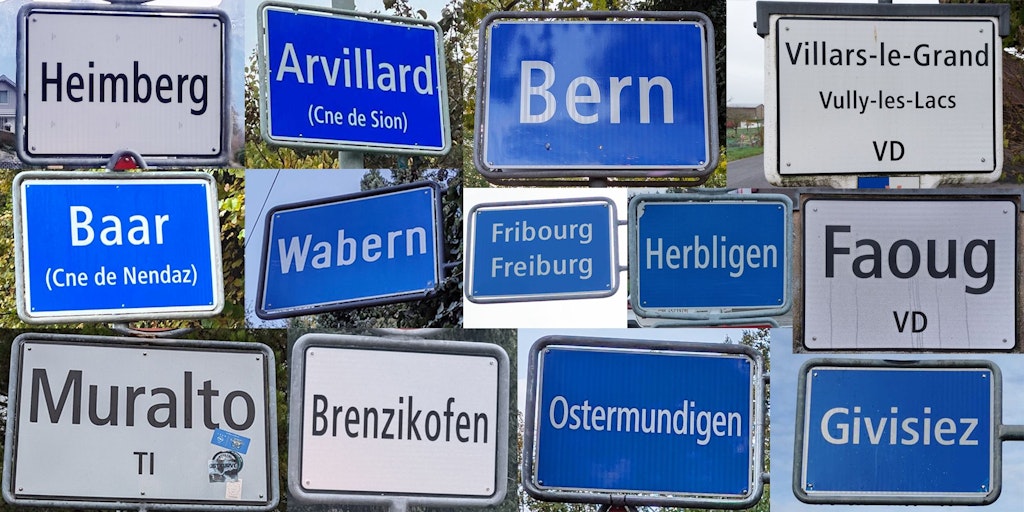 Collage von Ortsnamen