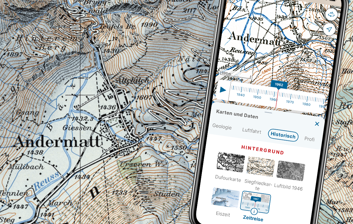 Die Zeitreise in der swisstopo-App