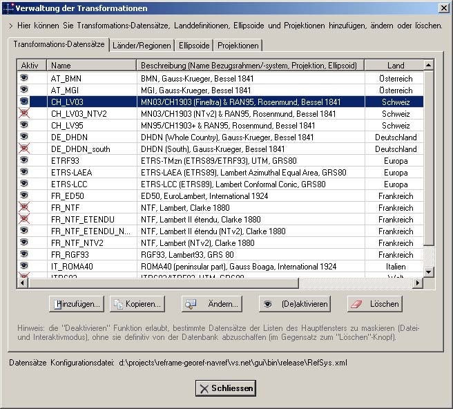 Verwaltung der Transformationen