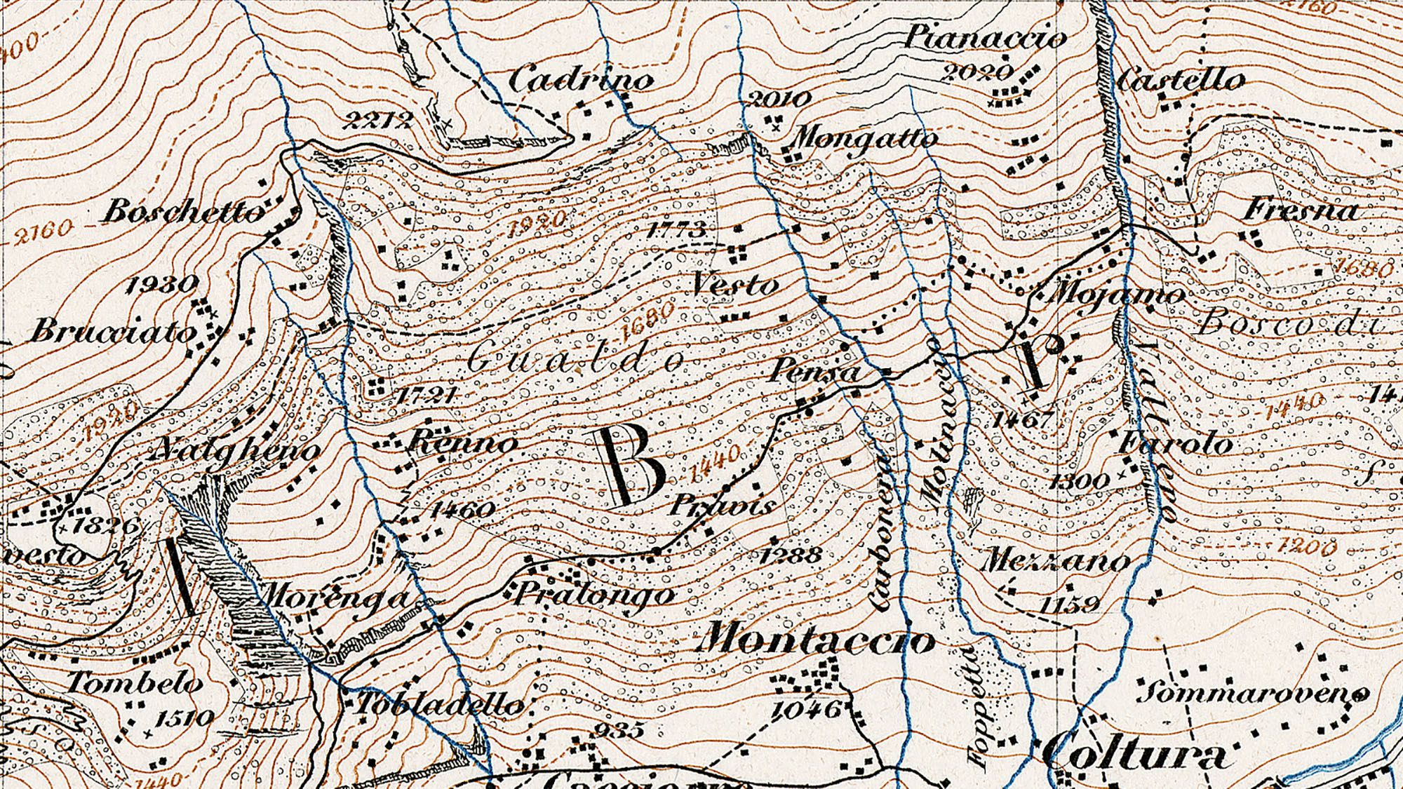 Geografische Namen auf der Siegfriedkarte des Bergell im Jahr 1876