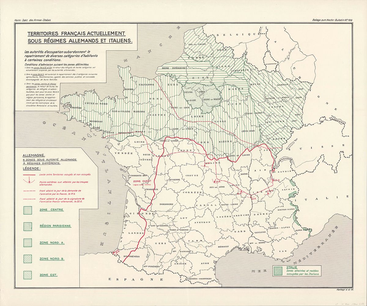 Karte der Besatzungszonen Frankreichs