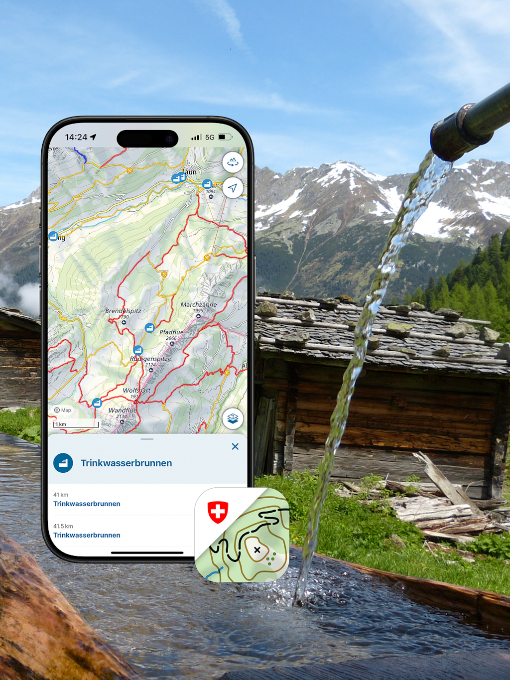 Screenshot Suche App von Brunnen