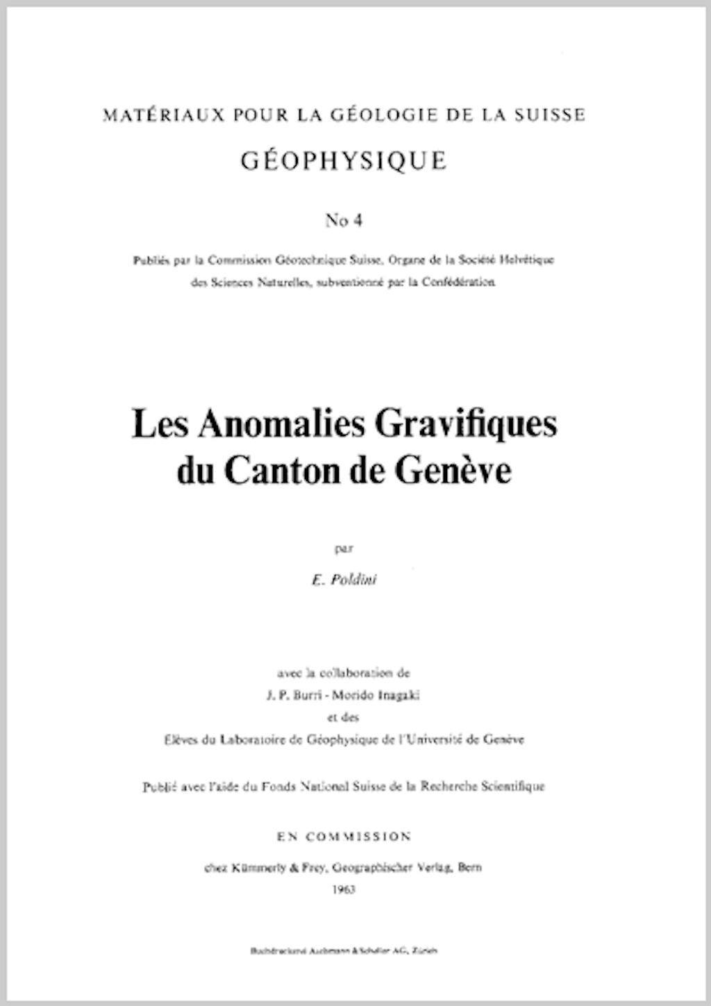 Beiträge zur Geologie der Schweiz - Serie Geophysik - GP4