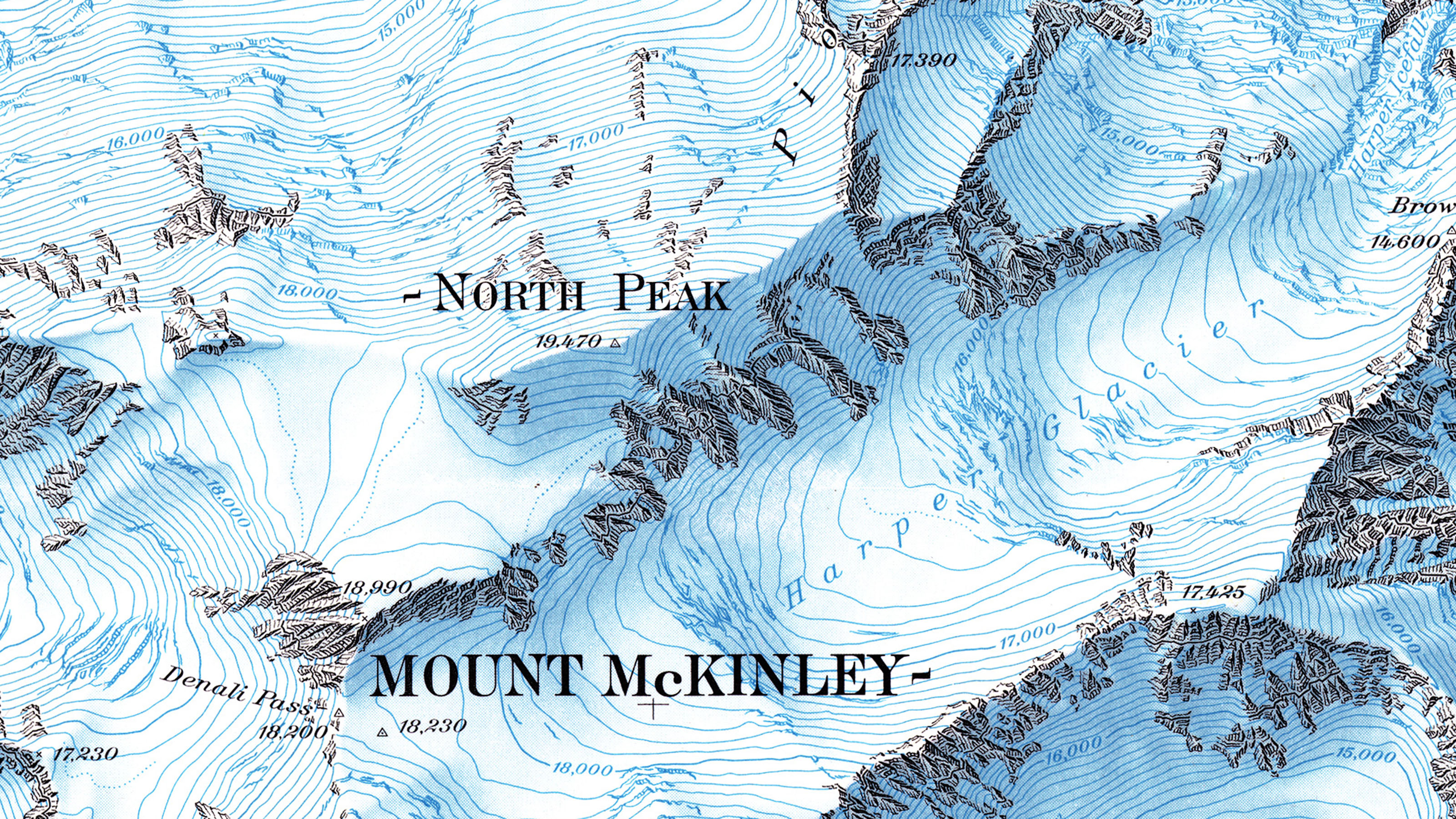 Ausschnitt der McKinley-Karte mit zahlreichen Felsdetails.