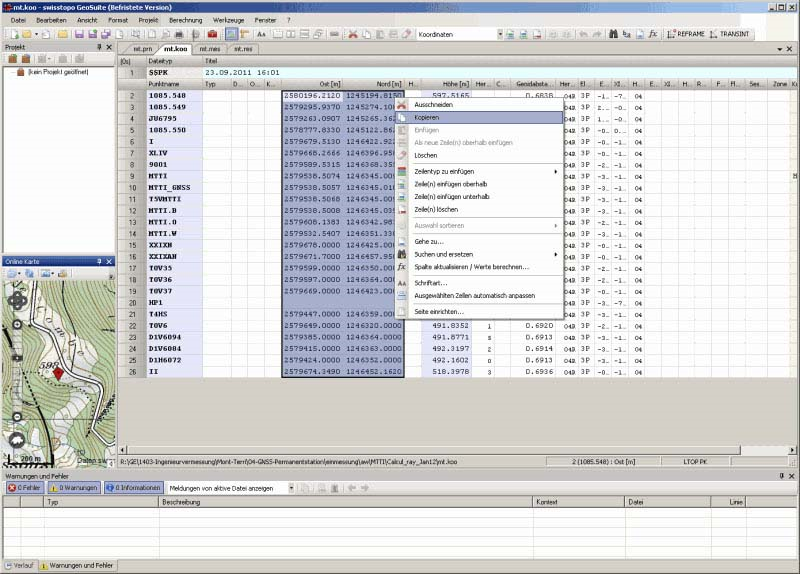 Änderung einer LTOP-Koordinatendatei