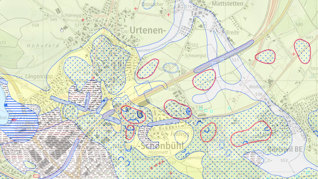 Ausschnitt aus der digitalen geologischen Karte Geocover