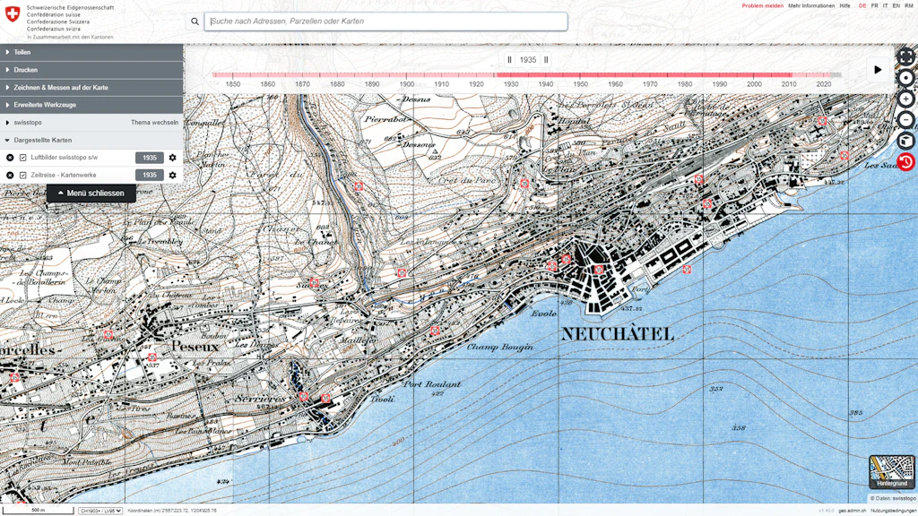 Screenshot Zeitreise Bundesgeodaten-Viewer