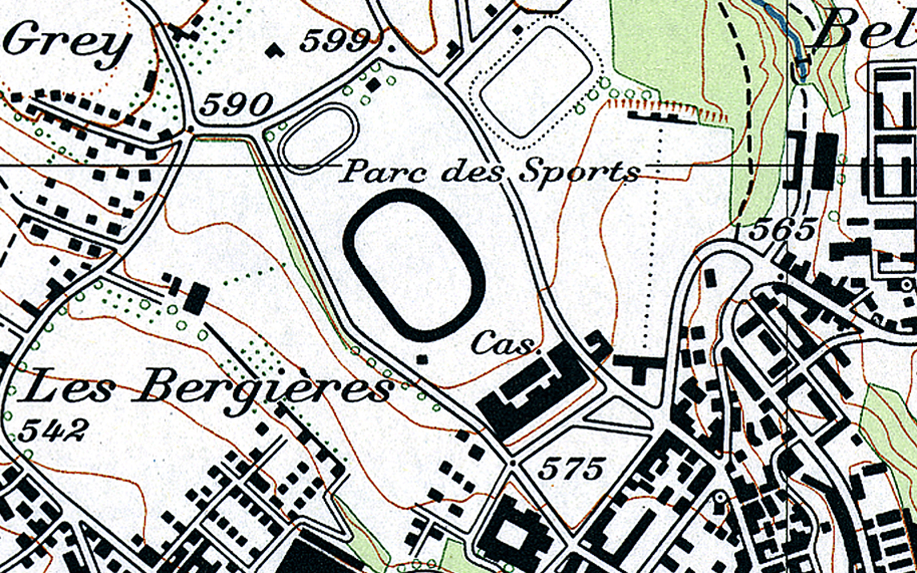 Landeskarte mit Parc des Sports bei Lausanne.