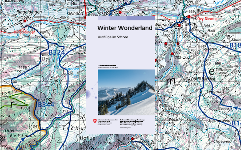 Ausschnitt Schneesportkarte mit Cover von mySwissMap