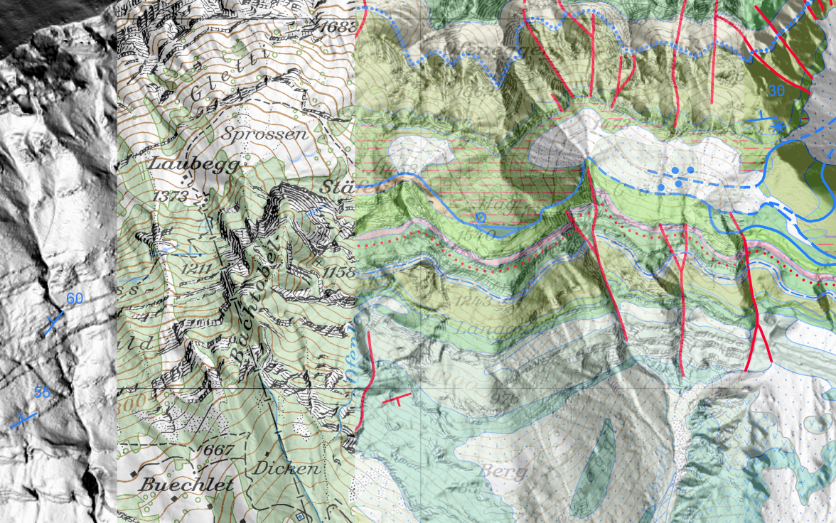 Beispiele von geologischen Vektordaten und Grundlagendaten
