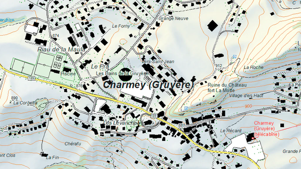 Ausschnitt aus Swiss Map Vector 10, Charmey