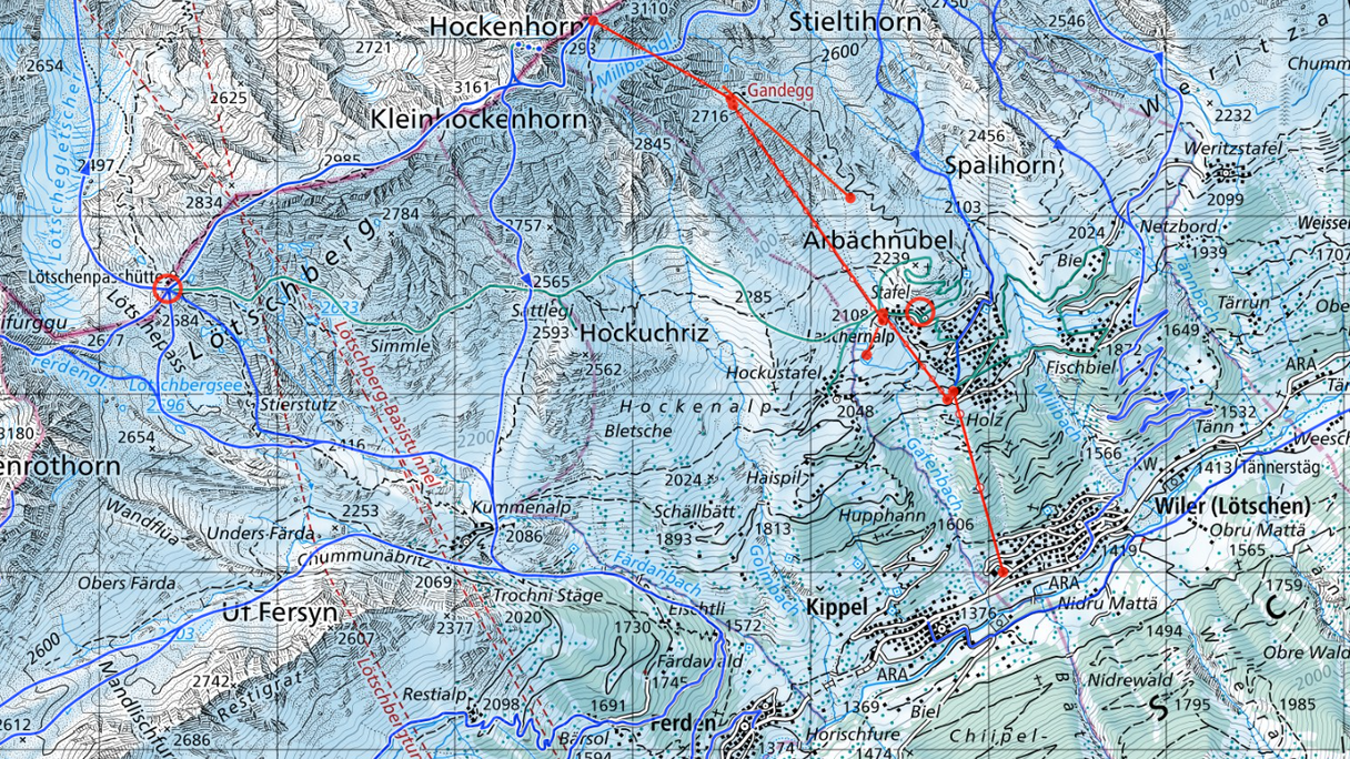 Kartenausschnitt Schneesportthematik