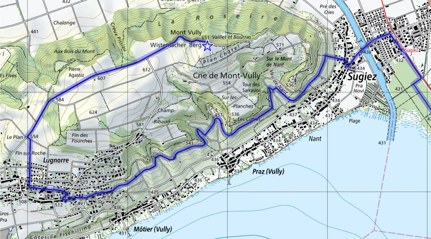 Kartenausschnitt Fahrradtour 3. Etappe