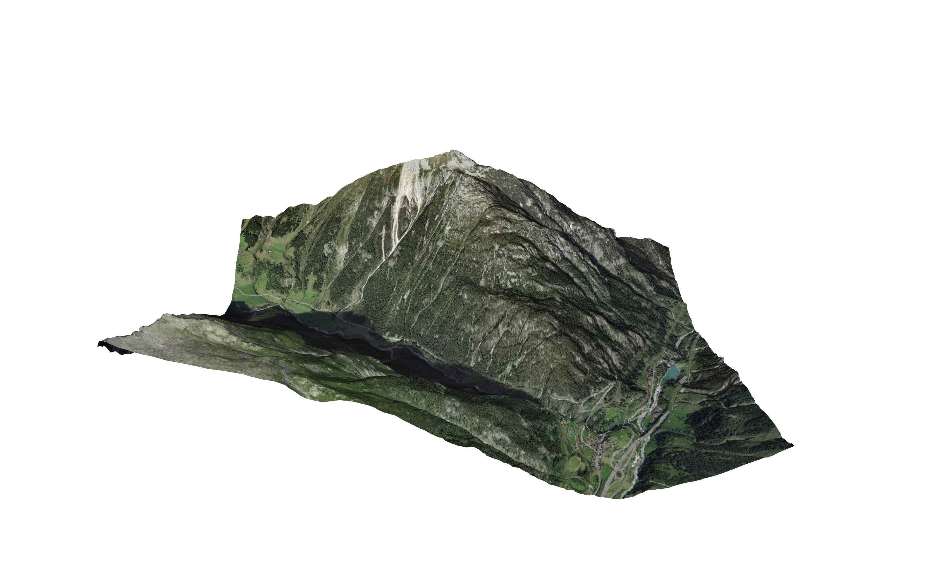 Terrain bei Wassen mit Orthofoto texturiert