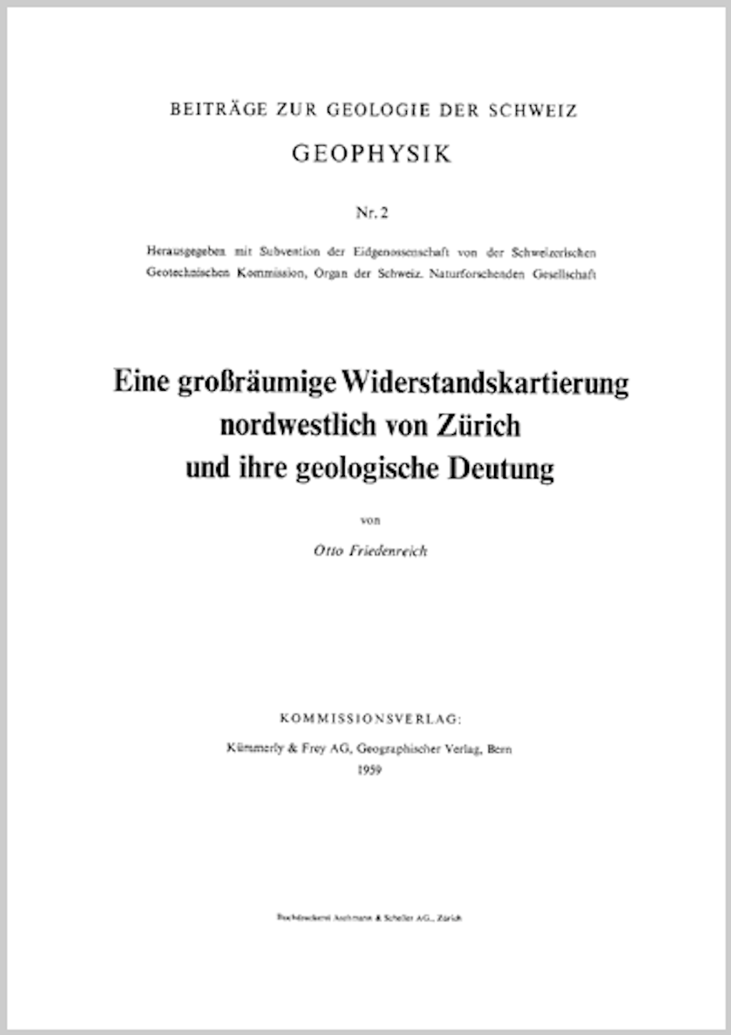 Beiträge zur Geologie der Schweiz - Serie Geophysik - GP2