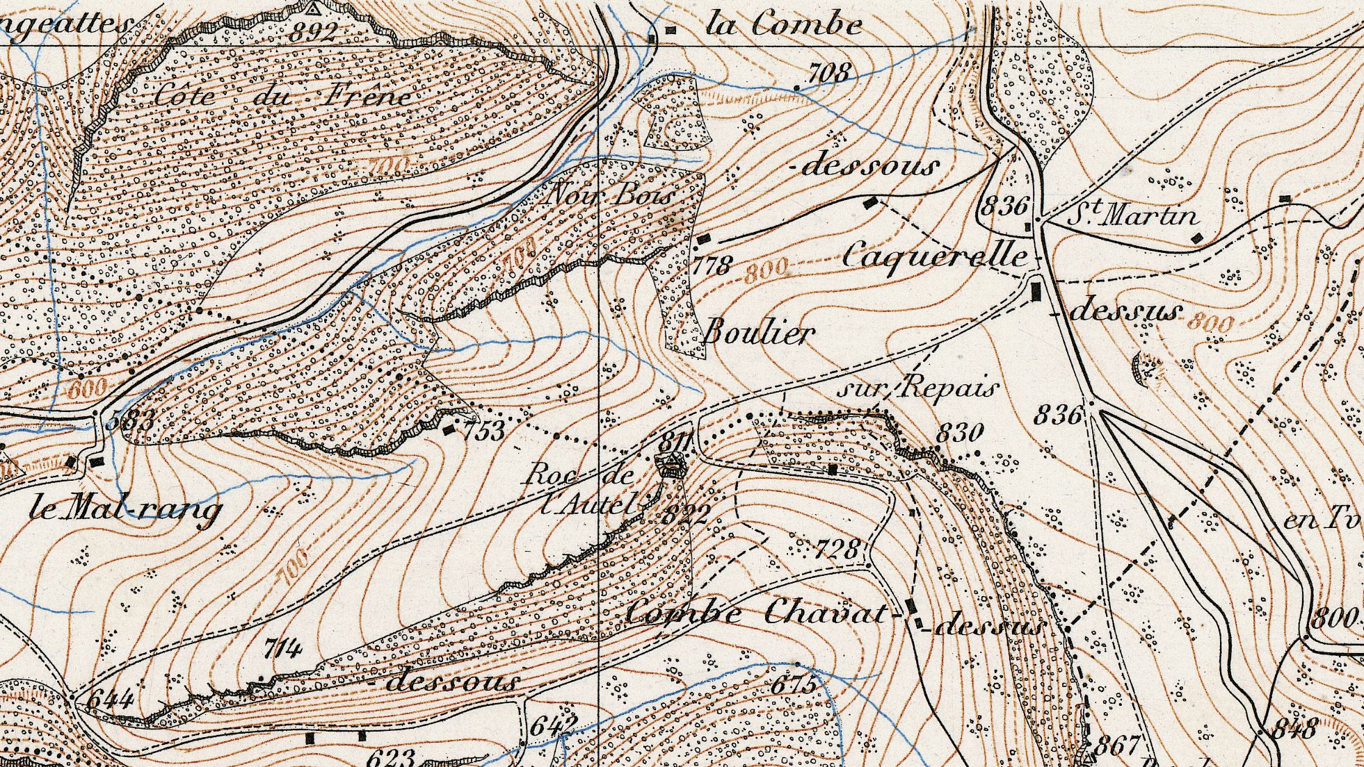 Der Roc de l’Autel in der Siegfriedkarte von 1874