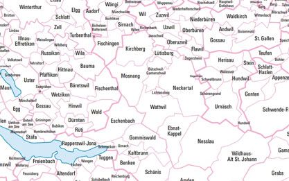 Ausschnitt aus der Gemeindekarte der Schweiz