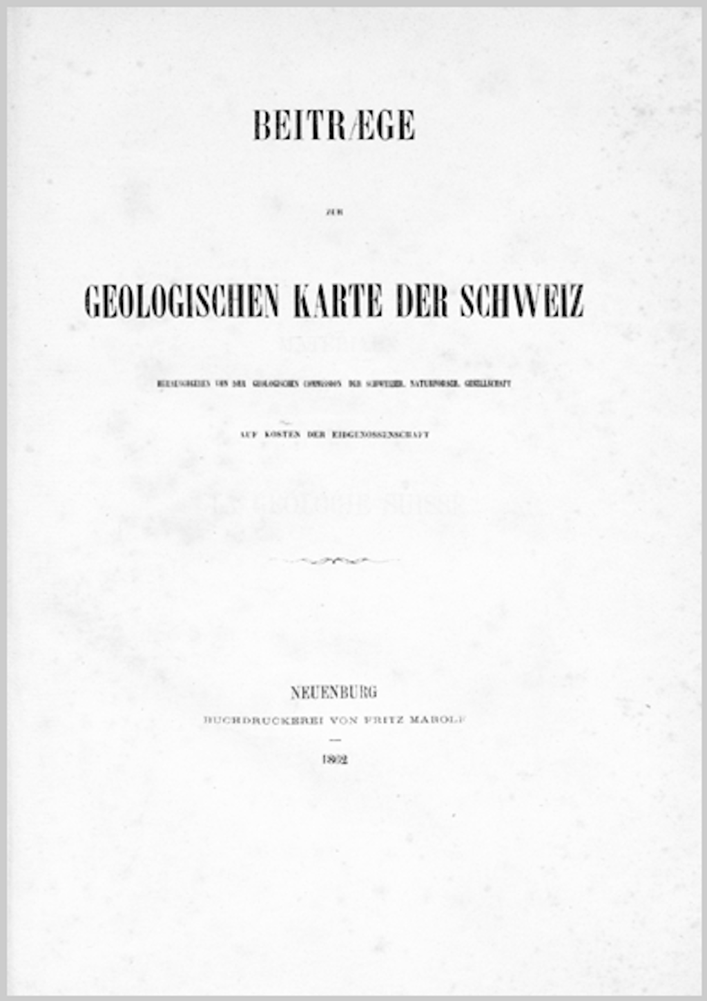 Beiträge zur Geologischen Karte der Schweiz - ES 1.1