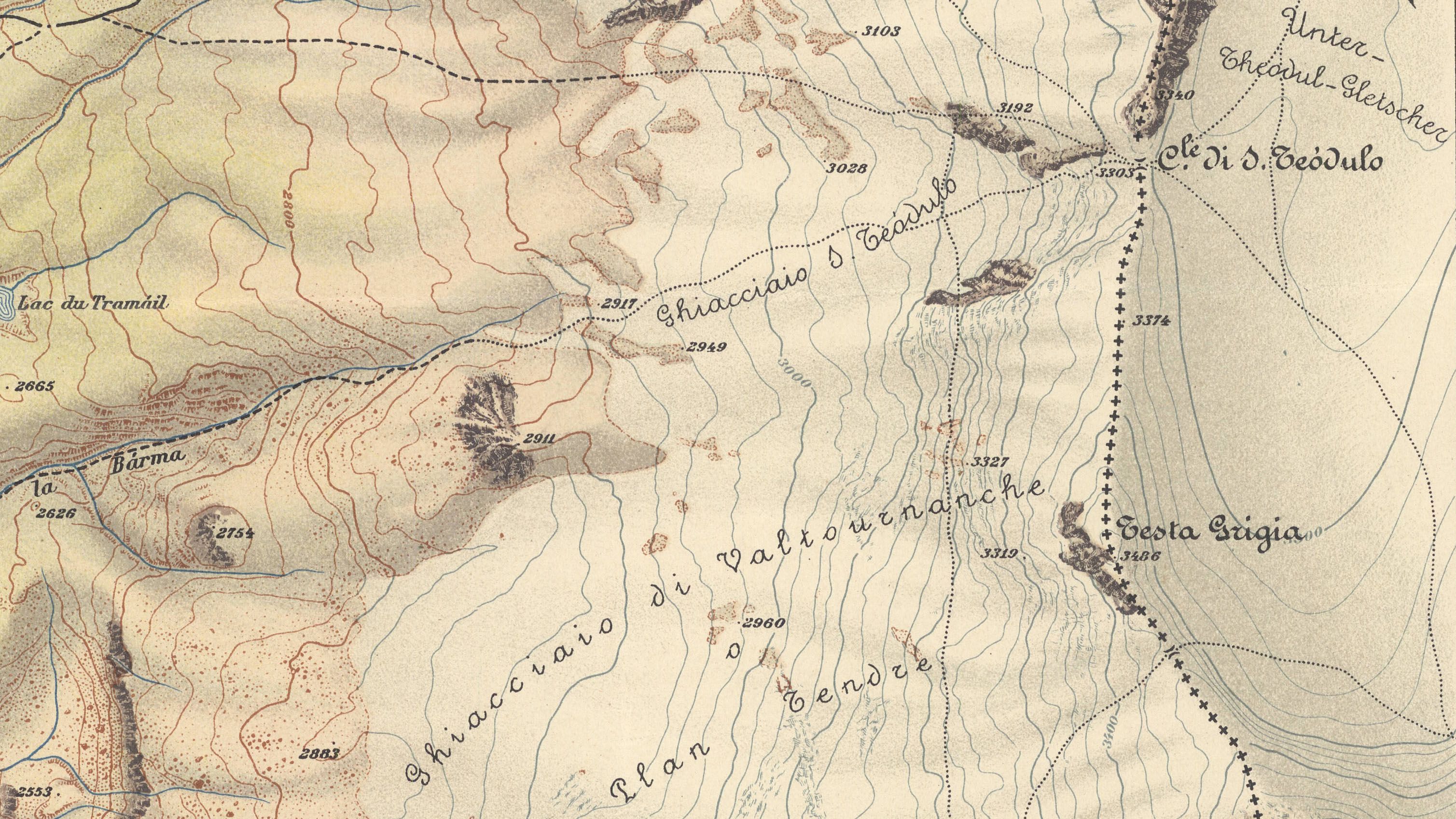Grenzverlauf bei der Testa Grigia.