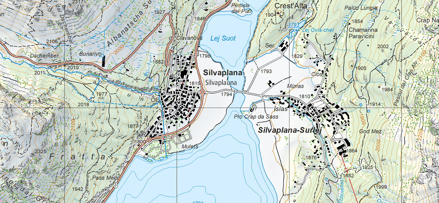 Swiss Map Vector 25 Update 2026 SMV25 Ausschnitt Silvaplana 