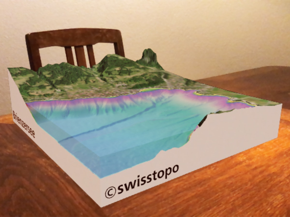 Explore the impressive lakebed of Lake Brienz (DE/FR) with your smartphone or tablet at https://bandara.app/swisstopo/ar-brienz/#de