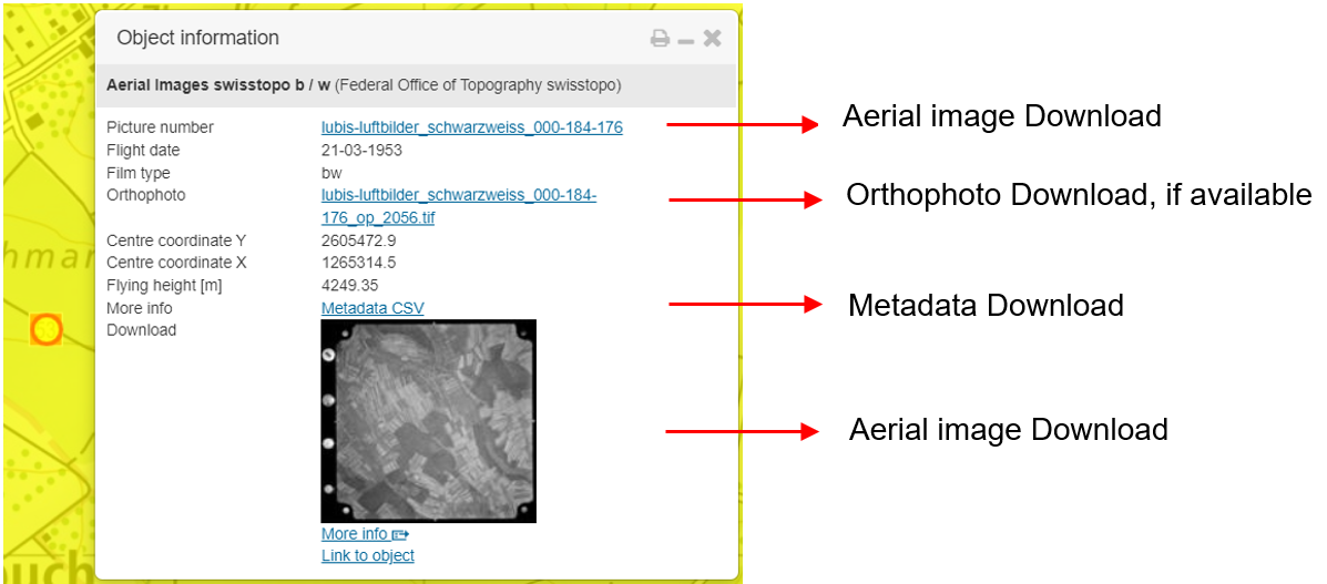 Tooltip of aerial images available for download.