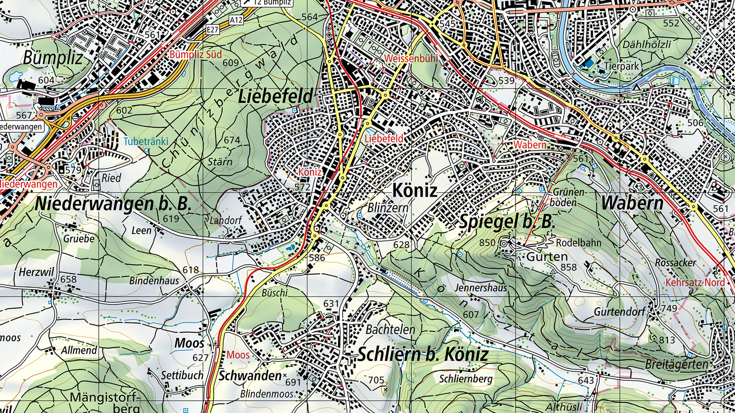 Köniz, Liebefeld on the 1:50,000 national map