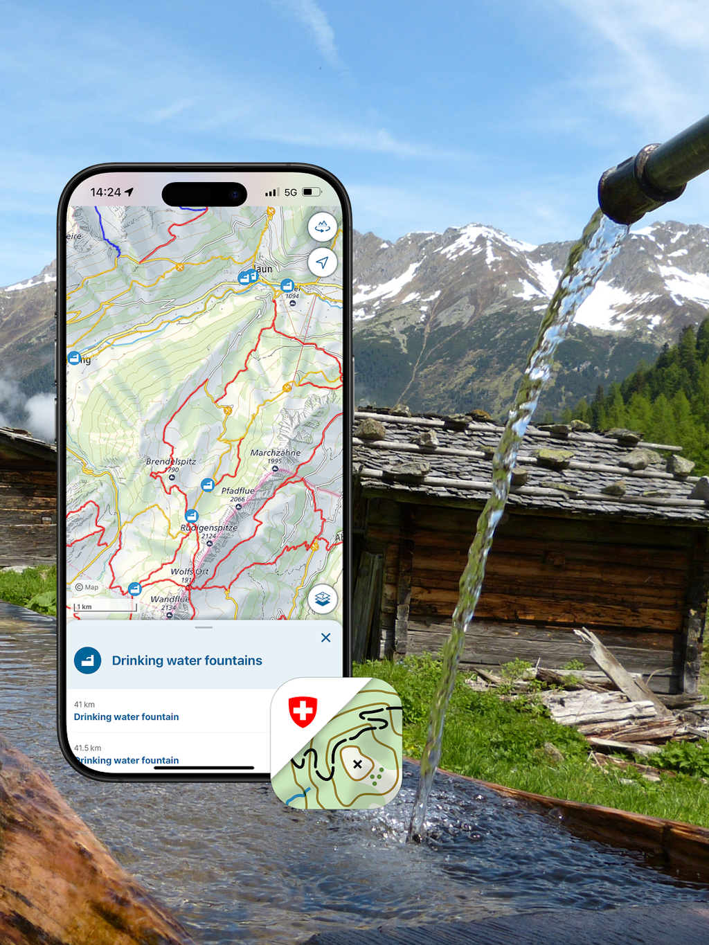 Screenshot search app of a fountain