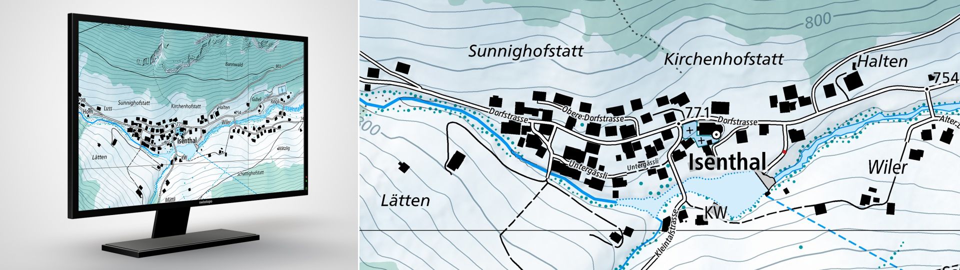 Swiss Map Raster Winter 10: Swiss Map Raster Winter 10 is the national map in scale 1:10,000 in digital form and winter representation.