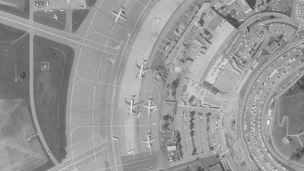 Zurich Kloten Airport from above, photo from 1972