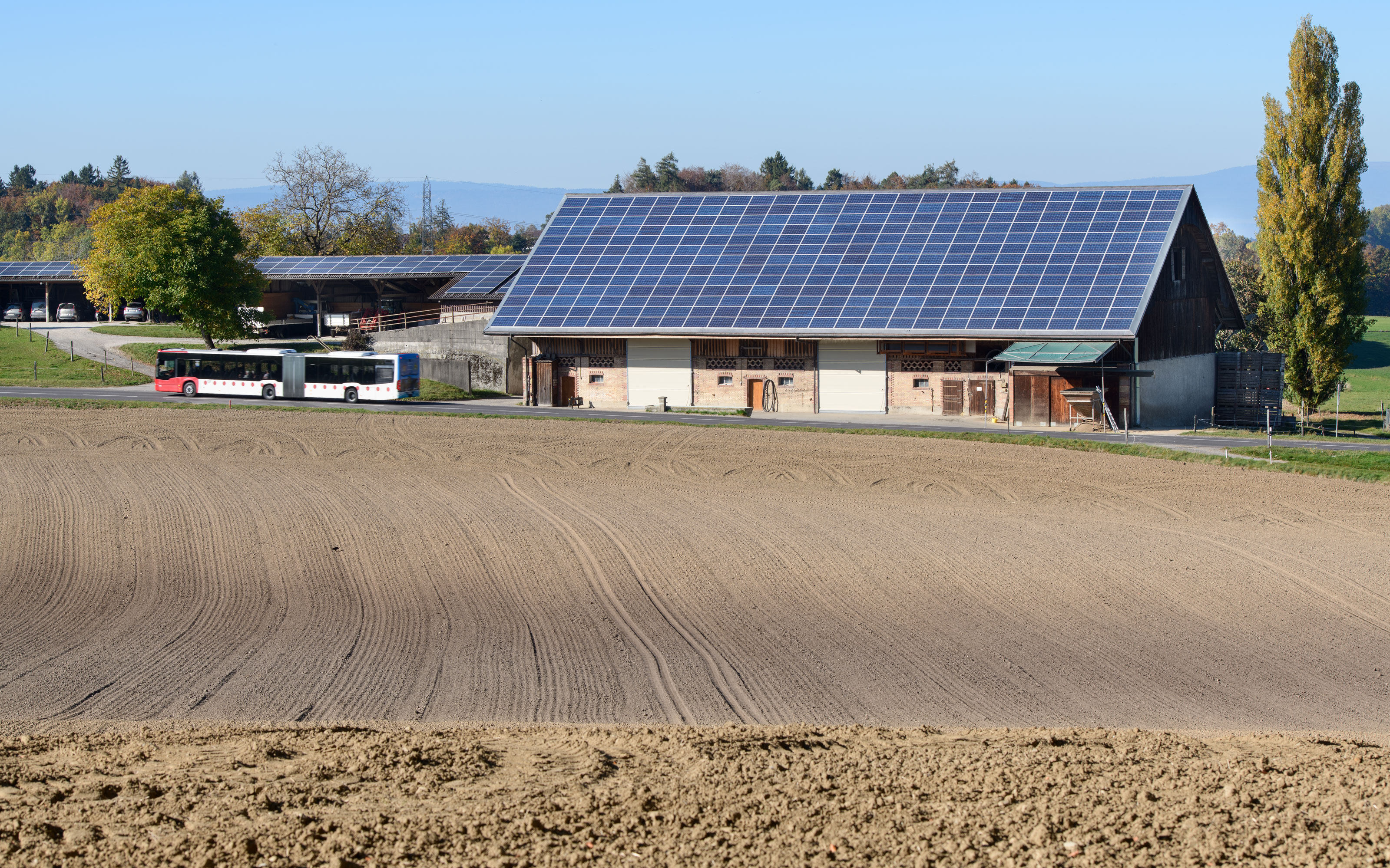 Farmhouse with solar roof