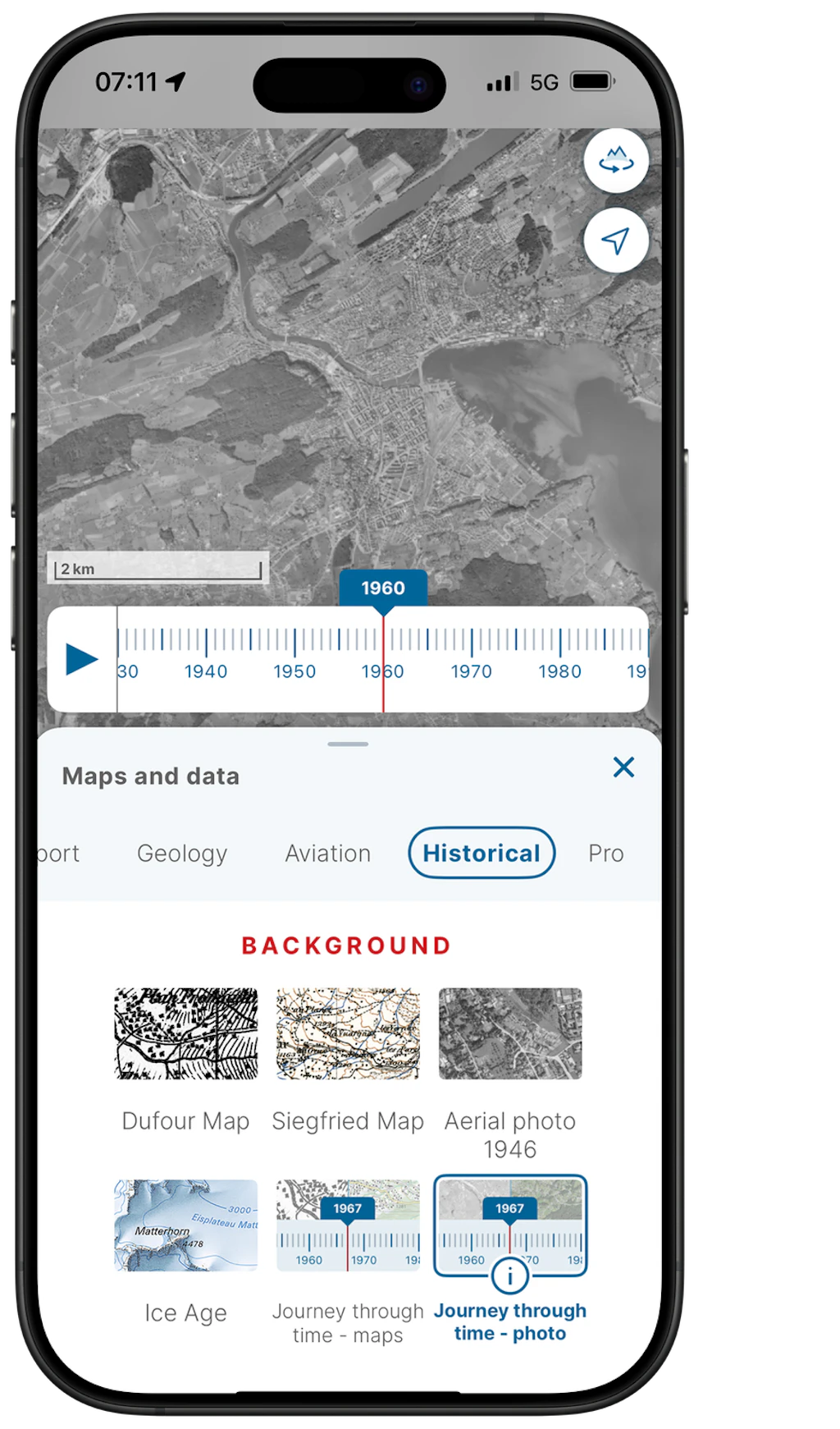 Screen App aerial imagery time travel