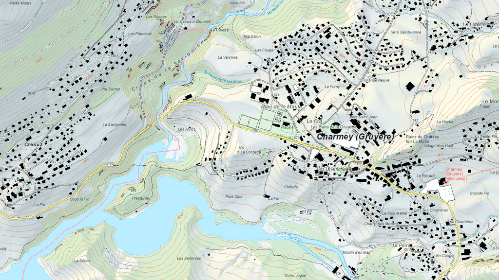 Section of Swiss Map Vector 10, Charmey