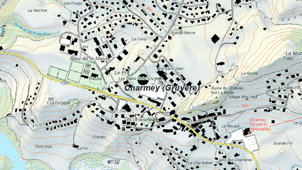 Section of Swiss Map Vector 10, Charmey