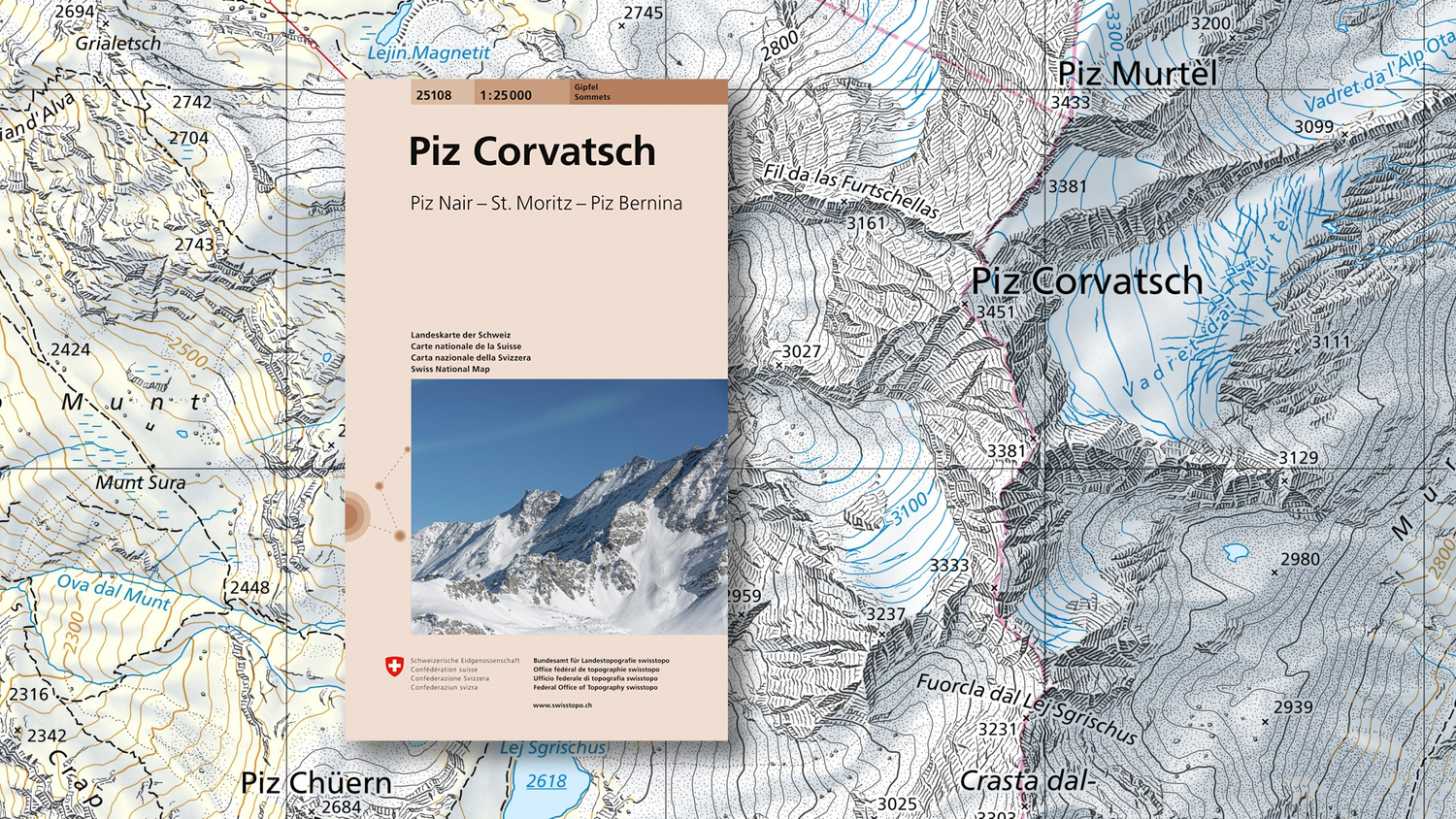 Title page of the map with map detail in the background