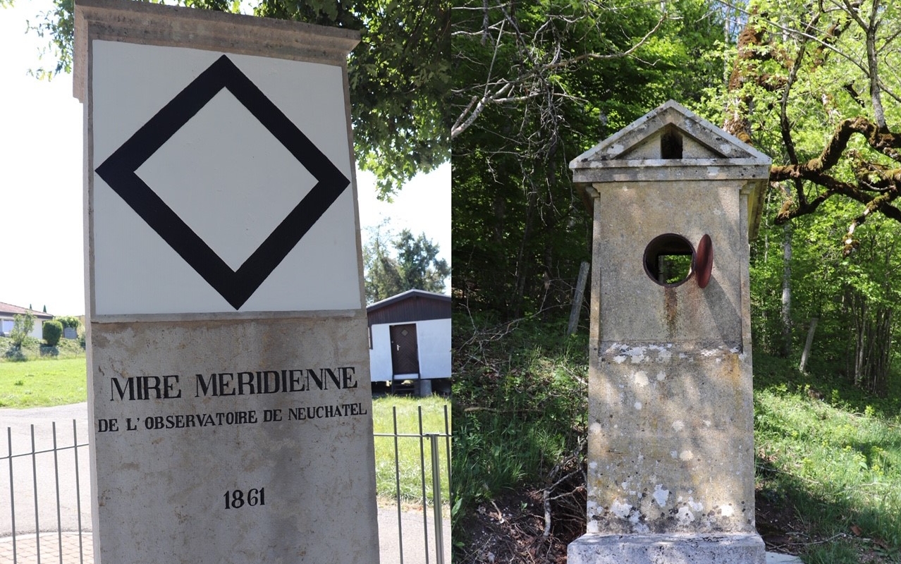 Sighting mark in Portalban (left), sighting mark in Chaumont (right) 