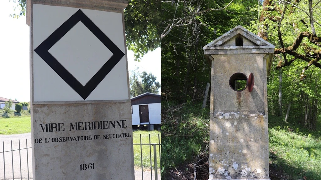 Sighting mark in Portalban (left), sighting mark in Chaumont (right) 