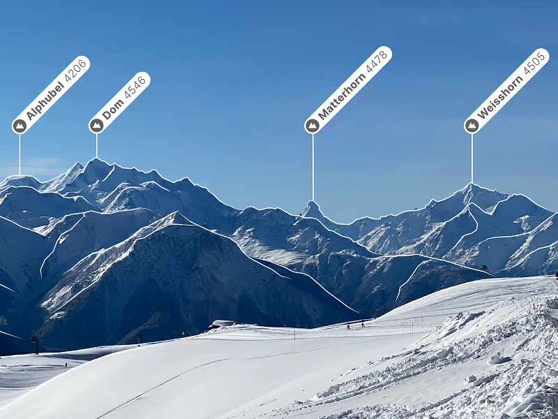 Overlay of the terrain contour inclusive labels